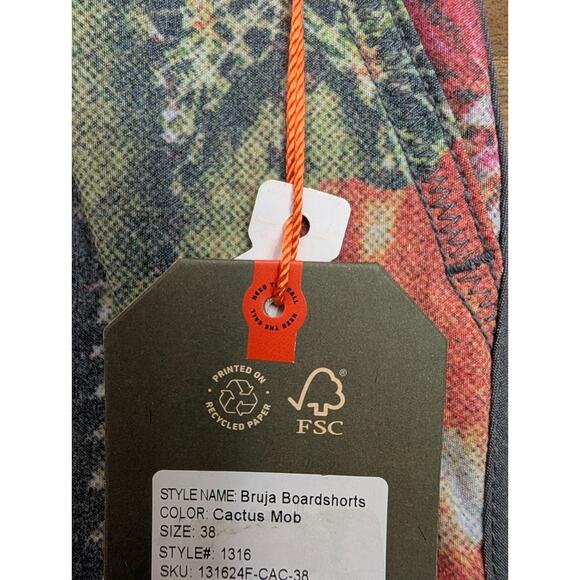 Howler Bruja Board Shorts Mens 38 Multi Cactus Mob Print Swimwear Beach Polo NWT - Picture 3 of 4